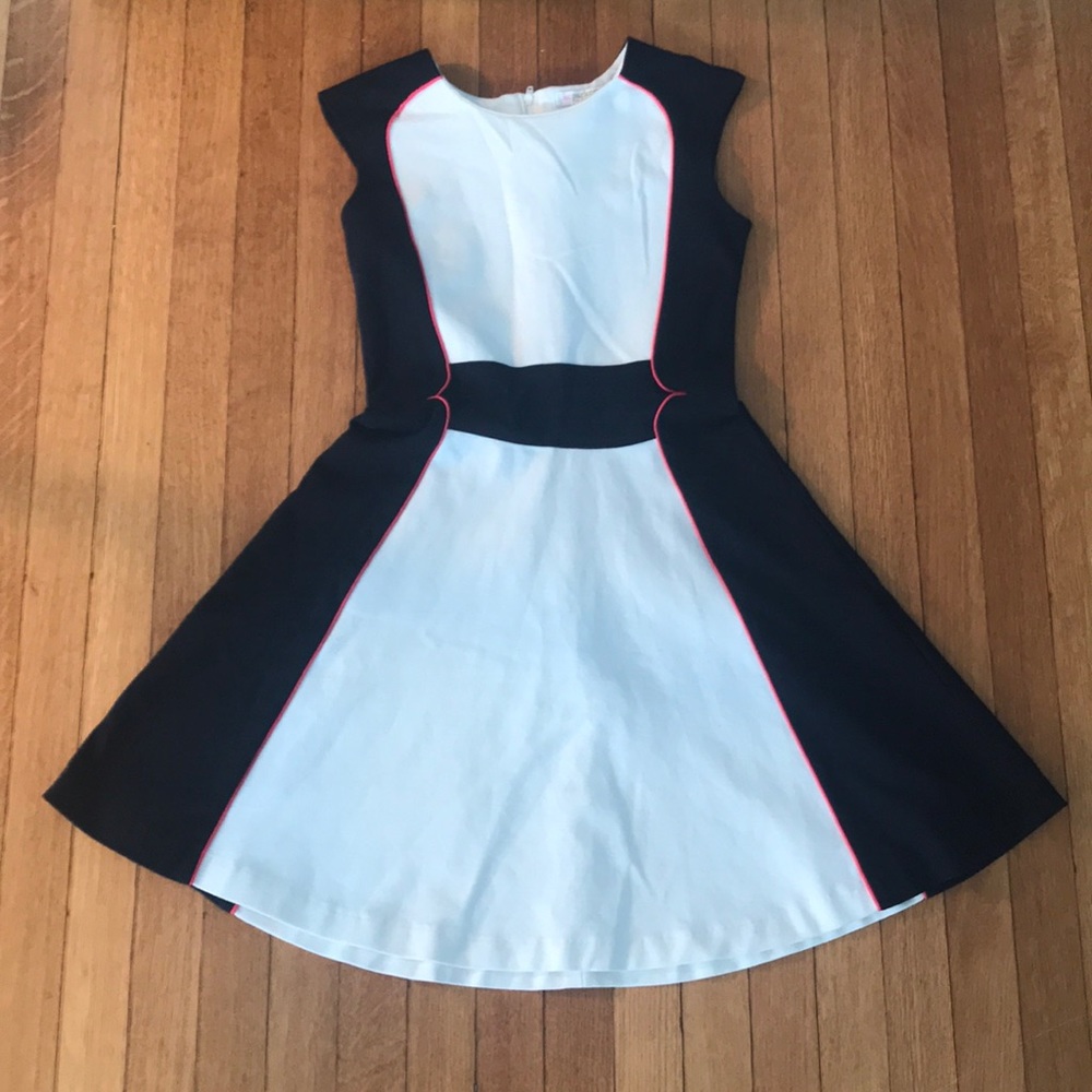 Dark navy and white dress